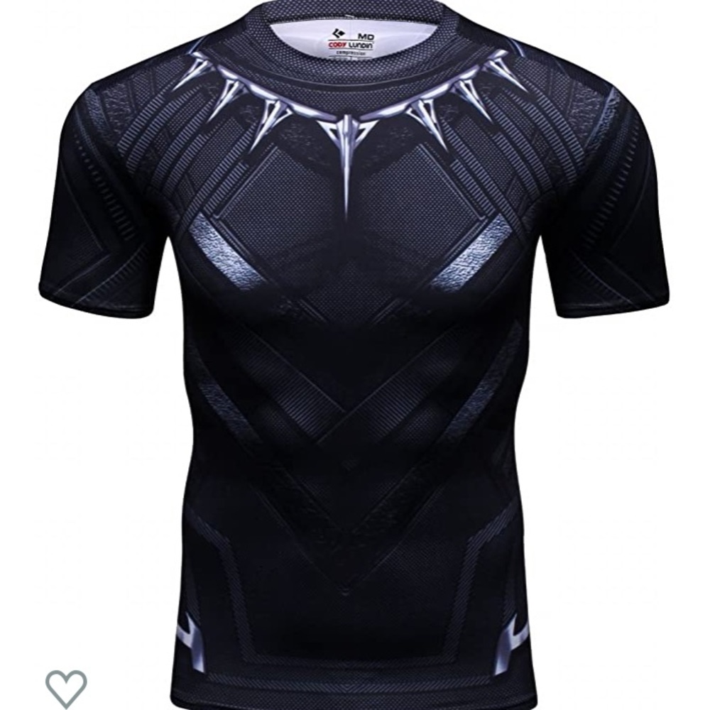 Red Plume Panther Super Hero Compression Shirt EUC